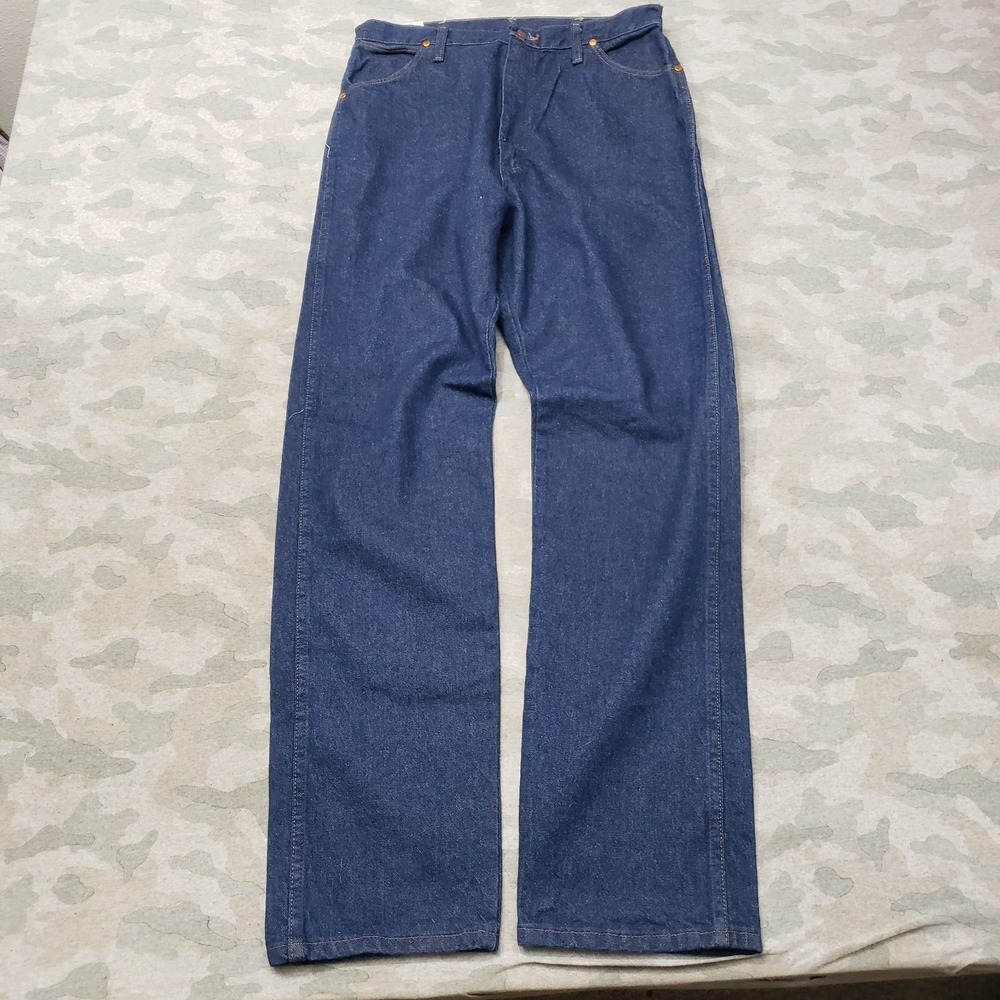 VTG Wrangler 13MWZ Jeans Mens 17x34 Blue Pockets Denim Dark Wash NWT Cowboy Cut